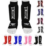 Kids Kick Boxing Shin Protectors/Guard Foot Pads Junior Shin Instep Children (Black, XXXS (3 to 8 Years))