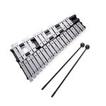 Juspins 30 Note Glockenspiel Xylophone Foldable Wooden Frame Aluminum Bars Educational Percussion Musical Instrument Gift with Carrying Bag