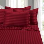 Elegant Comfort Softest and Coziest 6-Piece Sheet Set - Premium Hotel Quality Microfiber - Luxurious Wrinkle Resistant 6-Piece Damask Stripe Bed Sheet Set, King, Burgundy