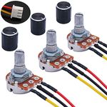 TWTADE 3PCS 5K Ohm Linear Taper Rotary Potentiometer WH148 B5K 3 Pin with XH2.54-3P Connector Wire Cable + Black Knob Cover Cap 148-5kBK