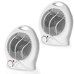 Beldray COMBO-5016 Portable Fan Heaters – Set of 2 Electric Fan Heaters, 2 Heat Settings, Cool Air Function, Adjustable Thermostat, Portable Home Heater, Dial Control, Overheat Protection, 1000/2000W