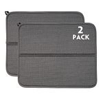 RECYCO Microfiber Dish Drying Mat for Kitchen Counter 44x36cm, 2 Pack, Ultra Absorbent Dish Drainer Rack Pad for Countertop (Grey)