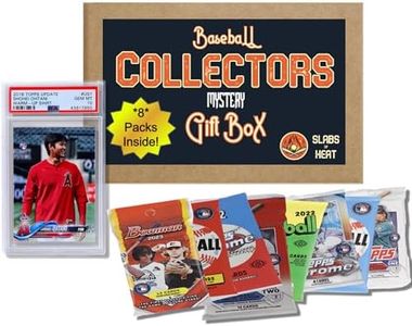 Baseball Cards Epic Gift Box & Collection Starter Builder Set - 8 Sealed Packs of Modern Licensed Cards & 1 PSA/BGS Graded Card 10, 9.5 or 9 & 200 Penny Sleeves│Potential Autographs│by Slabs of Heat