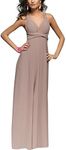 IWEMEK Women's Transformer Infinity Long Evening Maxi Dress Deep V-Neck Multi-Way Wrap Convertible Halter Wedding Bridesmaid Formal Party Floor Length Gown Cocktail Dress High Elasticity Light Brown