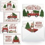 24 Christmas Cards With Envelopes - Blank Holiday Cards With Envelopes, Christmas Cards Bulk, Holiday Cards Bulk With Envelopes, Happy Holidays Cards With Envelopes Xmas Cards (Red Truck)