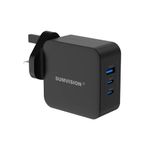 SUMVISION 100W USB C Compact Wall Fast Charger Plug Adapter 3 Port GaN PD PPS Compatible with Apple Macbook Pro Dell XPS Laptop iPad Air iPhone 14 Galaxy S23 Ultra Pixel 7 (UK DESIGN UK TECH SUPPORT)