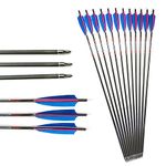 ACCMOS Spine 250 300 340 400 500 600 700 800 Carbon Arrow 28-33inch Hunting Arrows ID 6.2 mm with 5 inch Turkey Feather for Recurve Bow Compound Bow Shooting 12pc (Spine 250, 30")