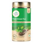 A TATA Product - Organic India Tulsi Green Tea Classic Loose Leaves - 100g, Stress Relieving, Uplifts Mood, Rich in Antioxidants, Blend of Rama, Krishna & Vana, Certified Organic