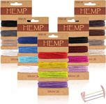 20 Colors Thread Cord - Natural Flax String Cord, Colorful Twine Cord Rope String, 5 Yards Long Per Color, 1 mm, for Handmade Craft Bracelets Keychains Making Accessories (5 Set)