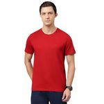 Van Heusen Men's Solid Regular Fit T-Shirt (IHTS1LSSE60052_Scarlet Sage