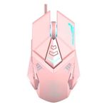 INPHIC Pink Gaming Mouse. USB Optical Wired Mouse. RGB Backlight. 4 Levels Adjustable DPI up to 4800. Silent Click, Ergonomic and 7 programmable Buttons Design. PC Gaming Mice for Windows System, PINK