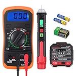 VinTeam Voltage Test Kit Digital Multimeter Non-Contact Voltage Tester Pen and Socket Tester Outlet Tester Electrical Test Kit Voltage Detector with LED Flashlight