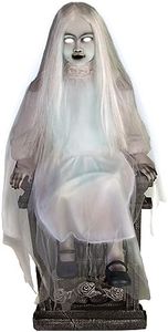 Haunted Hill Farm Motion-Activated Sitting Tombstone Girl Premium Talking Halloween Decoration (HHSTMBGRL-1FLSA)