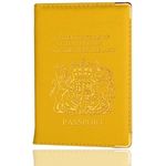 Lizzy Passport Holder PU Leather Travel Wallet Case Organiser for Passport, PU Leather Passport Cover for Travel Passport Protector Cover for Men Women UK (Yellow)