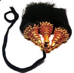 Nishi's® - (Pack of 1) Black Hair Kunjalam,Kemp Jadai Set South Indian Traditional Hair Bharatanatyam Savaram Kunjalam For Women and Girls, Golden Bead Design Looks Attractive At the Top