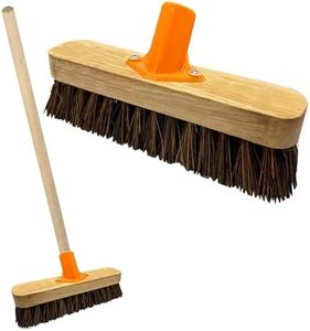 Heavy Duty Strong Stiff Floor Broom Deck Scrubber Brush With Wooden Handle For Garden Pathways (2)