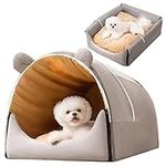 CLrkualn Pet Cat Dog House Warm Soft Nest Small 2-in-1 Dog Cat Bed Removable Foldable Cushion Dog Tent Pet Shelter Best Pet Supplies for Indoor Outdoor (Grey Large)