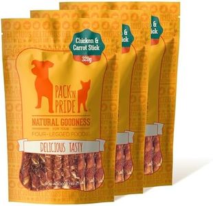 PACK'N PRIDE Dog Treats with Carrots, 3 Pack*320g Rawhide Free Dog Chews, Low in Fat and Hign in Protein, Pure Natural Ingredients