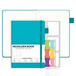 Regolden-Book Graph Paper Notebook Grid Hardcover Notebooks A5 Size, Thick Paper Squared Journal with Pen Holder for Women & Men School/College/Work/Office/Business, 160 Pages (6x8.25"）Teal