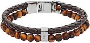 Fossil Bracelet for Men Vintage Casual, Inner length: 180mm - 195mm brown Leather Bracelet, JF03118040