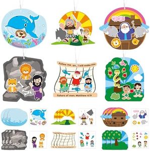 36Set Religious Sunday School Crafts for Kids Bulk Christian Bible Stories DIY Sticker Hanging Ornament Craft Kit for Classroom VBS Activities Sunday School Church Carnivals Christmas Exchange Gifts