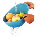 Frenchware (Blue, 1 Unit) Plastic Colander Bowl, Premium-Grade Plastic, 100% Food Safe, BPA-Free, Dishwasher Safe