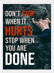 Grab Gifts Don't Stop When You Hurt Gym Motivation Posters with Frame 1inch Bid size workout quotes inspiration wall frame big size for men & women club painting (13x19 Inch, V11, White Frame)