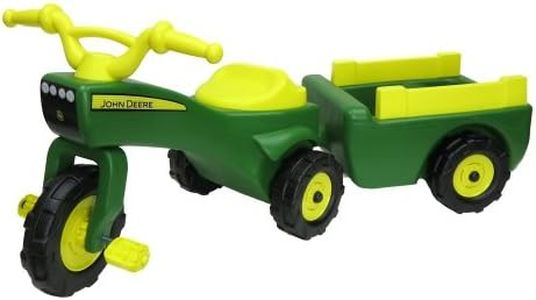 Tomy John Deere Pedal Tractor Trike and Wagon Trailer. Ride On Toy for Children 18 Months and up, Green 46088