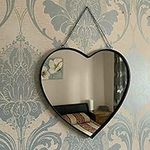 Biznest Black Metal Frame Heart Mirror Industrial Style Hanging Heart Wall Mirror 41X43