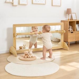 POCOCUB 3-in-1 Montessori Baby Mirror w/ 5‑Level Adjustable Pull Up Bar