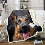 Loussiesd Dog Sherpa Blanket German Shepherd Fleece Throw Blanket for Kids Boys Adults 3D Dog Print Plush Blanket Animal Theme Fuzzy Blanket for Sofa Bed Couch Double 60x79 Inch