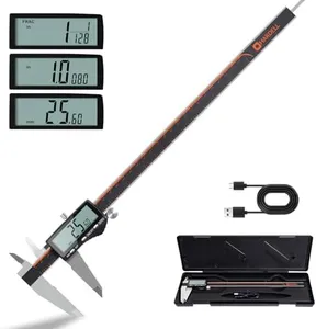HARDELL Digital Caliper 12 Inch, Rechargeable Calipers with Large LCD Screen, Stainless Steel Digital Caliper Measuring Tool, Auto-Off, Inch/MM/Fraction for DIY/Household/3D-printing