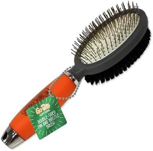 GoPets Double-Sided Pin & Bristle Brush, Dog Brush for Shedding, Undercoat Rake for Short & Long Hair, Cat Grooming Brush, Removes Mats, Dirt & Loose Fur, Promotes Healthy Coat, Ergonomic Handle