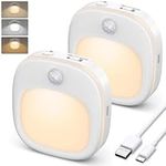 ANOPU Motion Sensor Lights Indoor, 2 Pack Rechargeable Night Light with 3 Colour Temperature, 5 Brightness and AUTO/ON/Off Modos, Stick on Lights with Magnetic Strips for Bathroom, Bedroom, Stairs