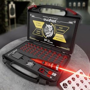OWLSHOOT Rechargeable Bore Sight Laser Kit: Green/Red Laser Boresighter with 50 Adapters Fit for All Gun(0.17 to 12GA) - Multiple Caliber Quick Zeroing for Rifle Pistol - Shooter Essential
