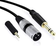 GearIT XLR Male to TRS Male 1/4 inch 6.35mm (TRS to XLR Male Cable) 25 Feet - with 1/8 inch 3.5mm Adapter