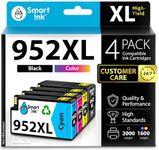 Smart Ink Compatible Ink Cartridge Replacement for HP 952 952XL (4 Combo Pack) Advanced Chip Technology to use with OfficeJet 8702 OfficeJet Pro 7720 7740 8210 8216 8710 8715 8720 8725 8728 8730 8745
