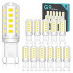 QNUJN G9 Led Bulbs Cool White, 5W, 500LM, 6000K, Equivalent to 50W Halogen, Non-Dimmable Energy Saving Light Bulb for Home Lighting Decor, Chandelier, Wall Light, Crystal Lamp-12 Packs