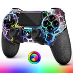 AceGamer OLED Wireless Controller for PS4,Black Crack Custom Design with RGB Light,1000mah Battery, 3.5mm Audio Jack and Turbo Function,Compatible with PS4/Slim/Pro and Windows PC