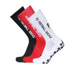 Lixada Football Socks for Men Women Breathable Anti Slip Sports Socks Absorbs Sweat Socks Elastic Durable Universal for Football Cycling Marathon Climbing, White+Black+Red, 39-46