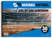 Score It Right Side By Side Baseball/Softball Scorebook – Premium Score Keeping Book – 16 Player - 30 Game Scorebook with Pitch Count, Individual Player Stats, Batting Average Chart - 11.5" x 16"