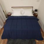 ARLinen Cotton Lightweight Comforter 400 Gsm- All Season Down Alternative Bed Comforter Summer Duvet Insert Quilted Reversible Comforters Double- Sky Blue And Navy Blue, 350 TC
