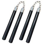 Safe Solid Rubber Training Nunchucks Nunchakus with Steel Chain and Bearing Ball System only for Beginners,Adults and Professionals Perform, Practice, Training,Exercise (2PCS-Black)