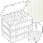 Bead Organizer Box, 90Pcs Small Clear Plastic Bead Storage Containers, 3 Craft Storage Boxes with Hinged Lid, 3 Sheets Label Sticker Mini Storage Box for Jewelry Making Beads Crafts Screws Small Parts