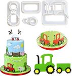 4pcs Icing Cutter Farm Farmer Tractor Set Boys Cake Fondant Cutter Out Tool Cake Decorating Topper