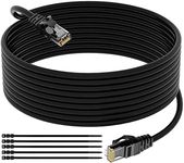 Elecan Cat 6 Outdoor Ethernet Cable 150 Ft, Heavy Duty Patch Cord Suppot POE Cat6 Cat5E Cat 5E Cat5 Cat 5 High Speed Network Cable, RJ45 Internet Cable, UV Waterproof Direct Burial & Indoor+15 Ties