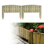 Wooden Log Panel Roll Garden Border Edging Fence Lawen Pressure Treated Fixed Picket Flower Fencing 15cm High Lawn Edging (set of 8 - length 320 cm (10 ft))