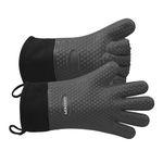 GEEKHOM Oven Gloves, Heat Resistant BBQ Gloves Silicone Kitchen Gloves for BBQ Grilling Fireplace Pot Holders Cooking Baking – Waterproof and Non-Slip, 1 Pair, Grey