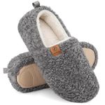 EverFoams Women's Fuzzy Full Slippers Soft Comfy Faux Shearling Memory Foam Indoor House Shoes, Grey, 5-6 UK