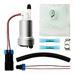 Qnbes 450LPH F90000267 High Pressure Fuel Pump, Universal E85 Intank Fuel Pump for TIA485-2 Install Kit Include 400-0085 125-190 Fuel Strainer Hose Harness Pigtail Clamps